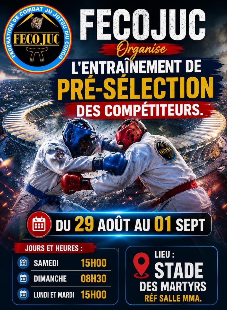 Pré-sélection nationale : la FECOJUC réunit ses compétiteurs au Stade des Martyrs